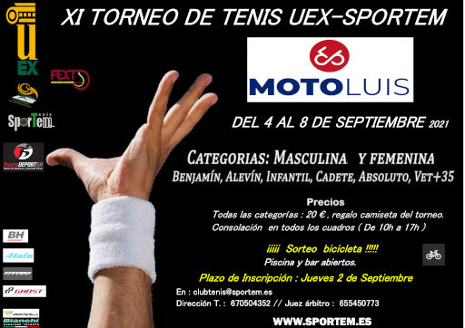 XI Torneo de Tenis Moto Luis - UEx-Sportem